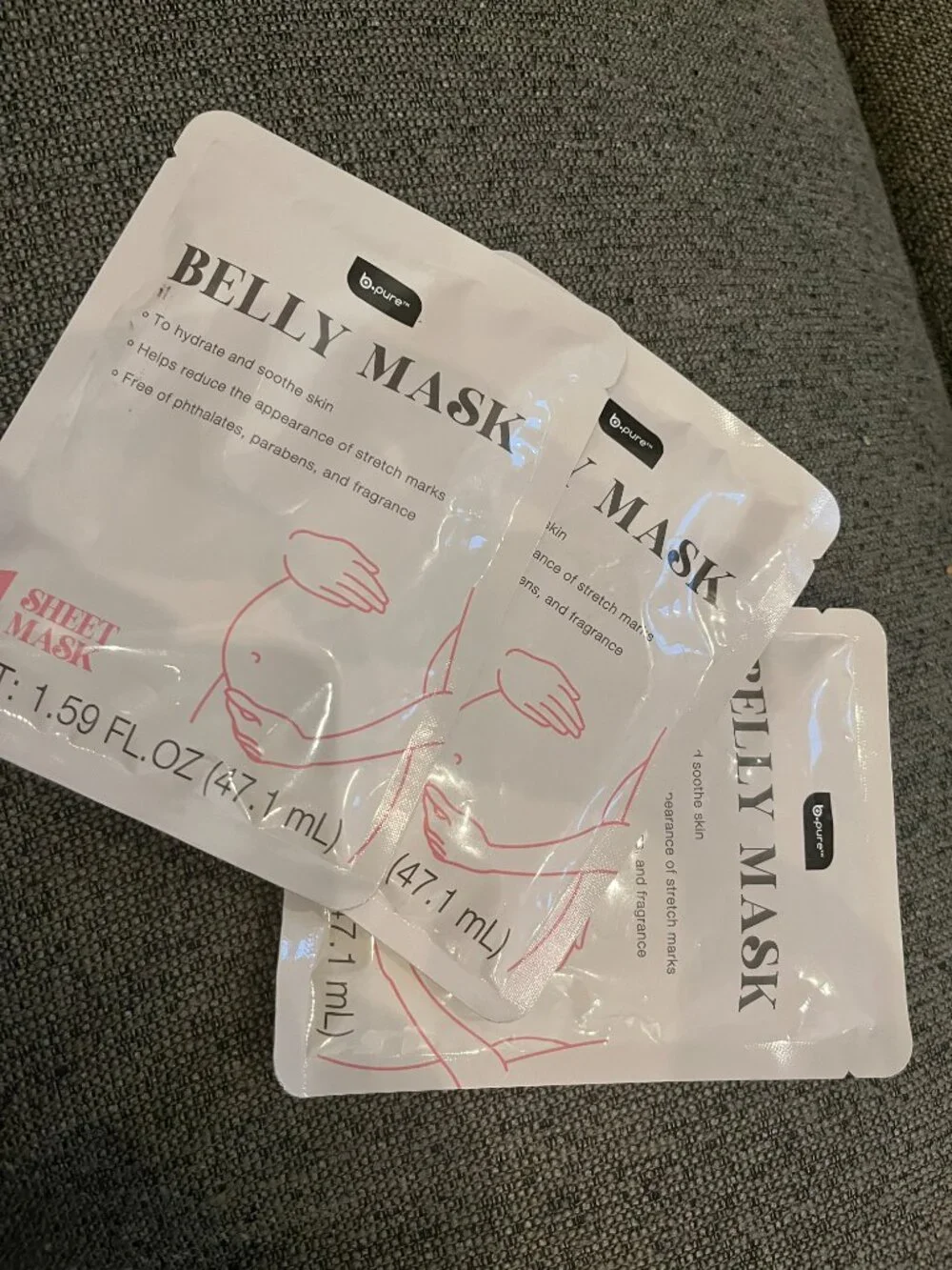 Belly Masks (Set of 3) Hydrating Soothing Stretch Mark Care B-Pure (THREE)